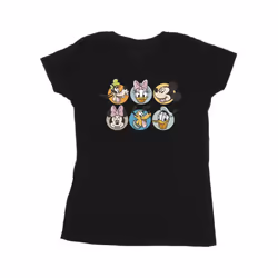 Disney Womens/Ladies Mickey Mouse And Friends Faces Cotton T-Shirt - S, Black