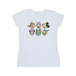 Disney Womens/Ladies Mickey Mouse And Friends Faces Cotton T-Shirt - XXL, White