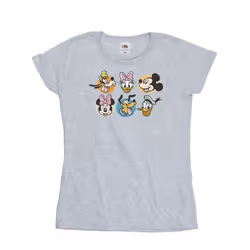 Disney Womens/Ladies Mickey Mouse And Friends Faces Cotton T-Shirt - S, Sports Grey