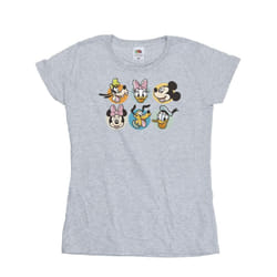 Disney Womens/Ladies Mickey Mouse And Friends Faces Cotton T-Shirt - S, Sports Grey