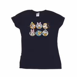 Disney Womens/Ladies Mickey Mouse And Friends Faces Cotton T-Shirt - S, Navy Blue