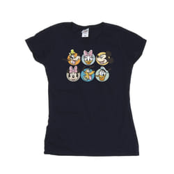 Disney Womens/Ladies Mickey Mouse And Friends Faces Cotton T-Shirt - S, Navy Blue