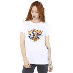 Disney Womens/Ladies Mickey Mouse Group Cotton Boyfriend T-Shirt - S, White
