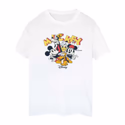 Disney Womens/Ladies Mickey Mouse Group Cotton Boyfriend T-Shirt - XXL, White