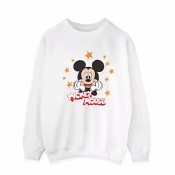 Disney Mens Mickey Mouse Stars Sweatshirt - L, White