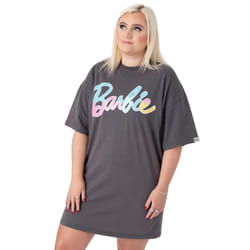 Barbie Short Sleeve Skater Dress (Womens Grey) - Large