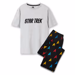 Star Trek Short Sleeve Long Leg Pyjama Set (Mens Black) - Large
