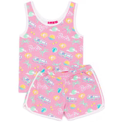 Barbie 2 Piece Towelling Co-ord (Girls Pink) - 7-8 Years