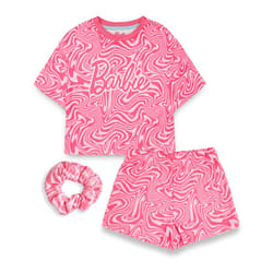 Barbie Short Sleeve Short Leg Pyjama Set (Girls Pink) - 9-10 Years