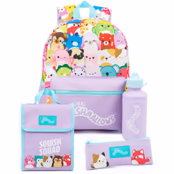 Squishmallows Back Pack 4 Piece Set 4 Piece Backpack Set (Unisex Kids Purple)