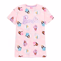 Barbie Short Sleeve Nightdress (Girls Pink) - 5-6 Years