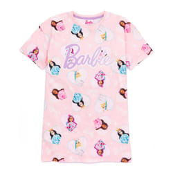 Barbie Short Sleeve Nightdress (Girls Pink) - 5-6 Years