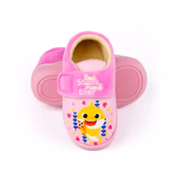 Baby Shark Velcro Loafer Slippers (Girls Pink) - 5 UK
