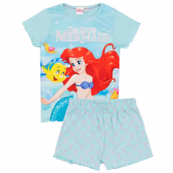 Disney Little Mermaid Short Sleeve Short Leg Pyjama Set (Girls Blue) - 2-3 Years