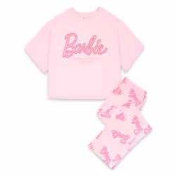 Barbie Short Sleeve Long Leg Pyjama Set (Womens Pink) - XX-Large
