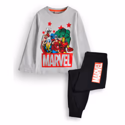 Marvel Long Sleeve Long Leg Pyjama Set (Boys Black) - 5-6 Years