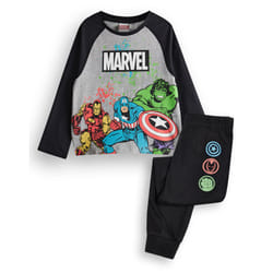 Marvel Long Sleeve Long Leg Pyjama Set (Boys Black) - 3-4 Years