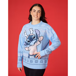 Disney Christmas Jumper (Womens Blue) - Large