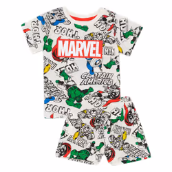 Marvel Short Sleeve Short Leg Pyjama Set (Boys White) - 6-7 Years