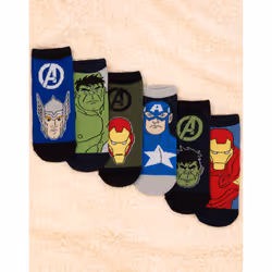 Marvel Avengers Character Calf Socks Set of 6 (Boys Multicoloured) - 9-12 UK