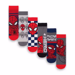 Marvel Spiderman Calf Socks Set of 6 (Boys Multicoloured) - 6-8 UK Child