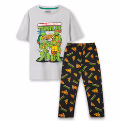 Teenage Mutant Ninja Turtles Short Sleeve Long Leg Pyjama Set (Mens Black) - Large