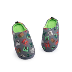 Minecraft Slip On Loafer Slippers (Boys Grey) - 1 UK Child