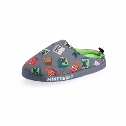 Minecraft Slip On Loafer Slippers (Boys Grey) - 1 UK Child