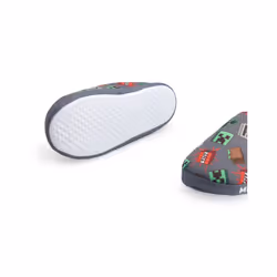 Minecraft Slip On Loafer Slippers (Boys Grey) - 1 UK Child
