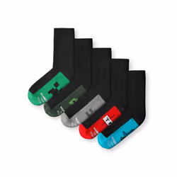 Minecraft Calf Socks Set of 5 (Boys Multicoloured) - 9-12 UK Child