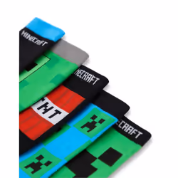 Minecraft Calf Socks Set of 5 (Boys Multicoloured) - 9-12 UK Child