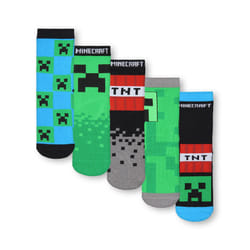 Minecraft Calf Socks Set of 5 (Boys Multicoloured) - 12.5-3.5 UK Child