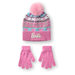 Barbie Beanie and Gloves Set (Girls Pink)