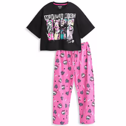 Monster High Short Sleeve Long Leg Pyjama Set (Womens Black) - XX-Large