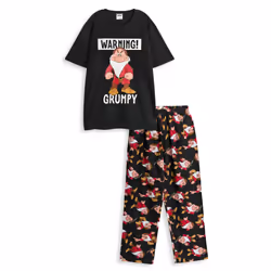 Disney Snow White & The Seven Dwarfs Short Sleeve Long Leg Pyjama Set (Mens Black) - Small