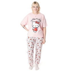 Hello Kitty Short Sleeve Long Leg Pyjama Set (Womens Pink) - Small