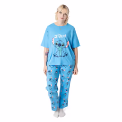 Disney Short Sleeve Long Leg Pyjama Set (Womens Blue) - X-Large