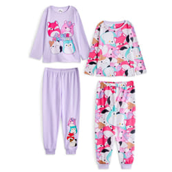 Squishmallows Multi-Pack of 2 Long Sleeve Long Leg Pyjama Set (Girls Purple) - 5-6 Years