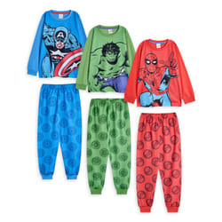 Marvel Multi-Pack of 3 Long Sleeve Long Leg Pyjama Set (Boys Multicoloured) - 7-8 Years