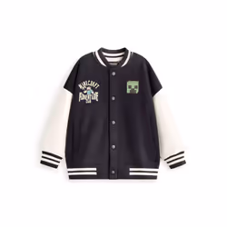 Minecraft Bomber Jacket (Boys Black) - 5-6 Years
