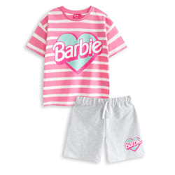 Barbie T-Shirt and Shorts Set (Girls Pink) - 9-10 Years