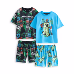 Minecraft Multi-Pack of 2 Short Sleeve Short Leg Pyjama Set (Boys Multicoloured) - 7-8 Years