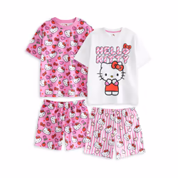 Hello Kitty Multi-Pack of 2 Short Sleeve Short Leg Pyjama Set (Girls Pink) - 3-4 Years