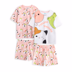 Squishmallows Multi-Pack of 2 Short Sleeve Short Leg Pyjama Set (Girls Pink) - 5-6 Years