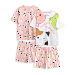 Squishmallows Multi-Pack of 2 Short Sleeve Short Leg Pyjama Set (Girls Pink) - 13-14 Years