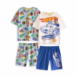 Hot Wheels Multi-Pack of 2 Short Sleeve Short Leg Pyjama Set (Boys Multicoloured) - 9-10 Years