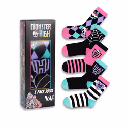 Monster High Calf Socks Set of 5 (Girls Multicoloured) - 12.5-3.5 UK Child