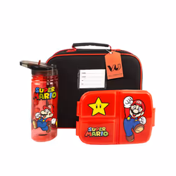 Nintendo Lunch Bag Bottle and Snack Pot (Unisex Kids Black)