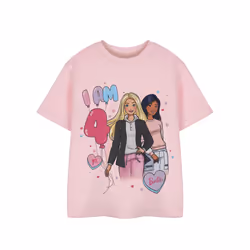 Barbie Birthday Age Short Sleeved T-Shirt (Girls Pink) - 3-4 Years