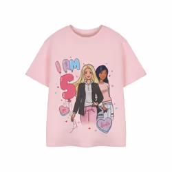 Barbie Birthday Age Short Sleeved T-Shirt (Girls Pink) - 3-4 Years